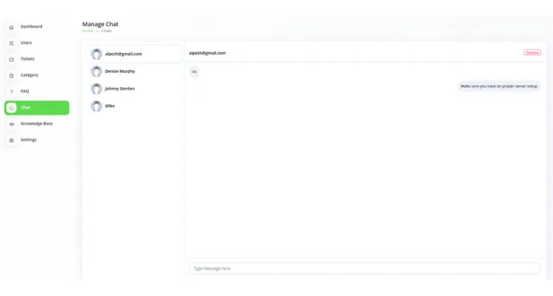 SUPPORT TICKET SYSTEM 7 manage chat
